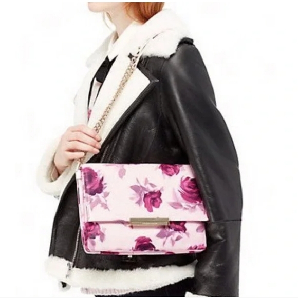 kate spade Handbags - Kate Spade Emerson Place Roses Lenia Leather Shoulder Bag In Plum Dawn